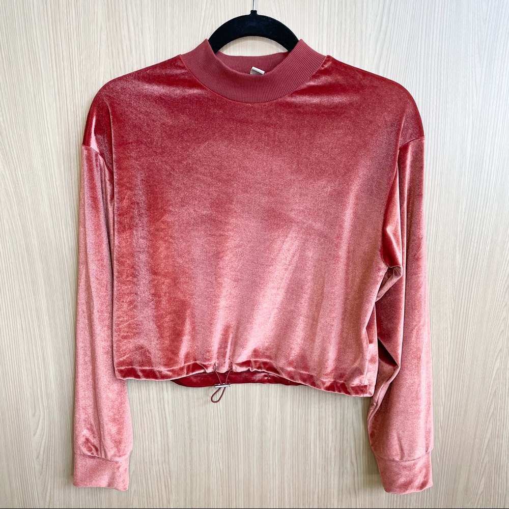 Topshop Velour Funnel Neck Top